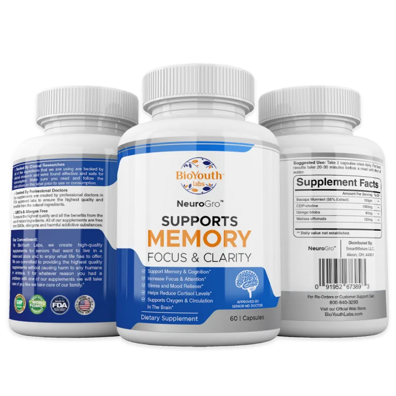 The bottle of BioYouth Labs NeuroGro capsules, from the seller's photograph